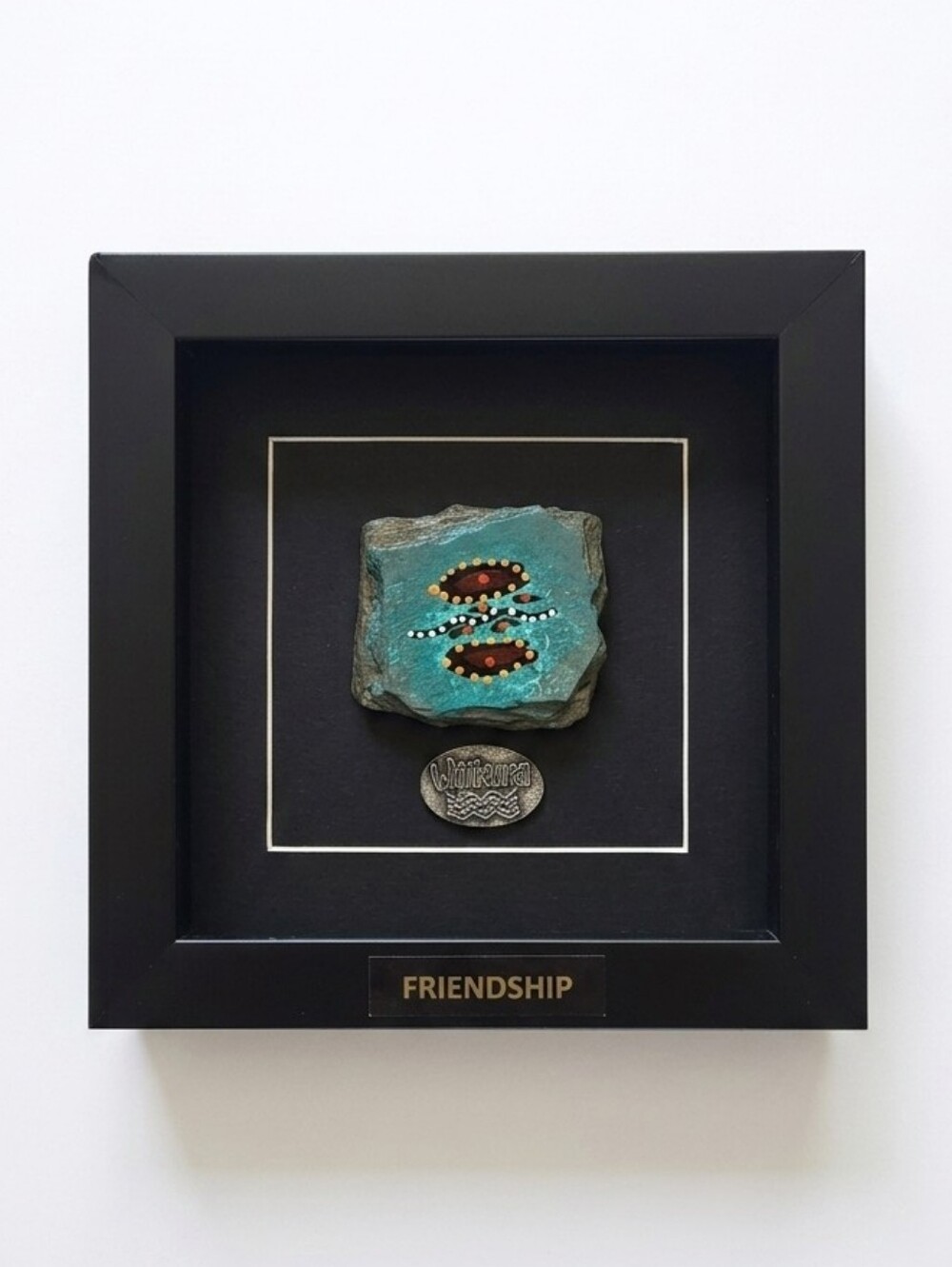 Vintage Wijikura Australian Aboriginal Slate Art - Friendship Symbol Framed
